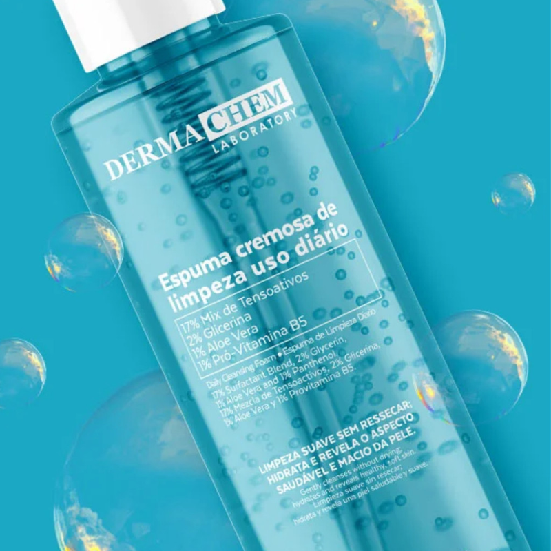 Kit Sabonete+Esfoliante Facial Espuma Cremosa com Aloe Vera Pró-Vitamina B5 240ml Dermachem